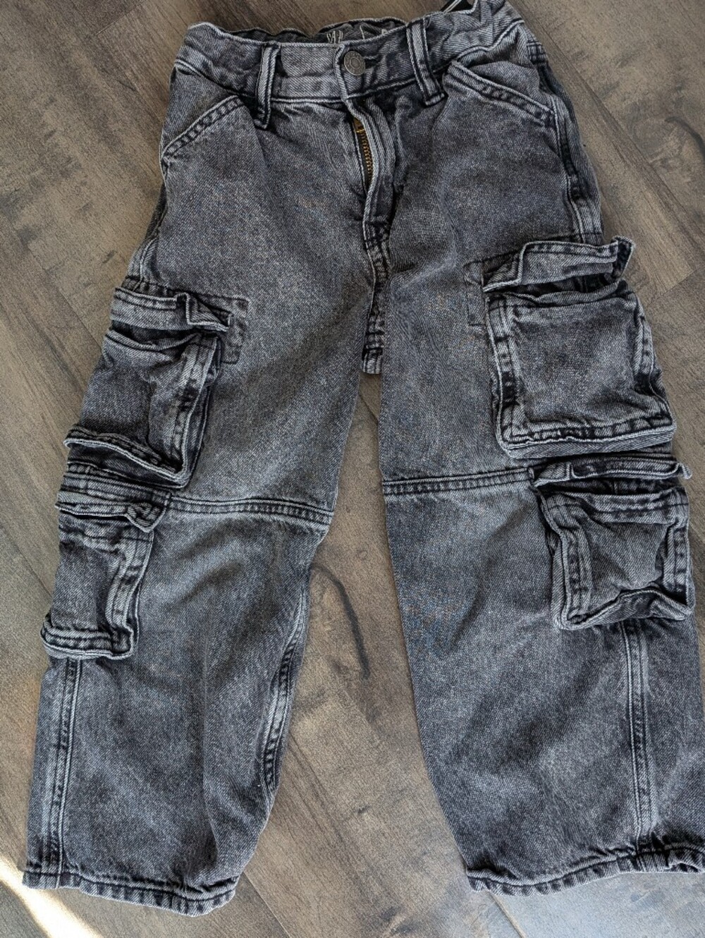 Gap Kids Size 5 Baggy Double Cargo Denim Pants - Faded Black
